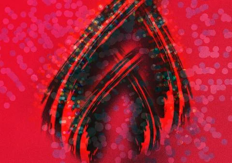 Abstract Red Spade Shape With Bokeh Lights and Painterly Texture for Modern.. Stock Illustration