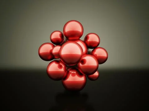 Abstract red sphere background rendered on dark Illustrazione stock