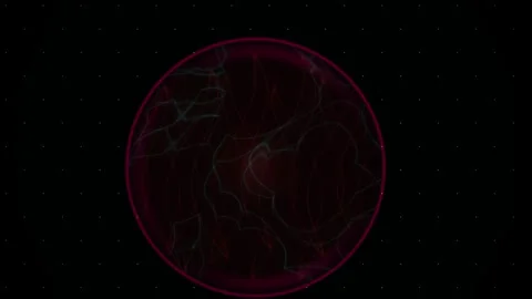 Abstract Red Sphere with Glowing Lines and Geometric Shapes on Black Backgr.. Stock Footage 333919835