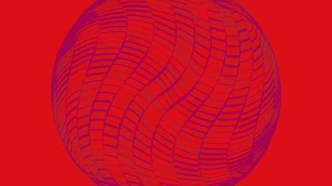 Abstract red sphere with wavy geometric pattern Illustrazione stock