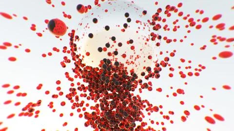 Abstract red spheres on white background. 3D rendering Stock Illustration