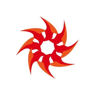 Abstract Red Spiky Blade Star Design Stock Illustration