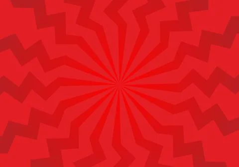 Abstract red spiral burst background with zigzag radial rays converging to .. 库存插图
