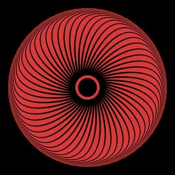 Abstract Red Spiral Circular Geometric Pattern on Black Background Stock Illustration