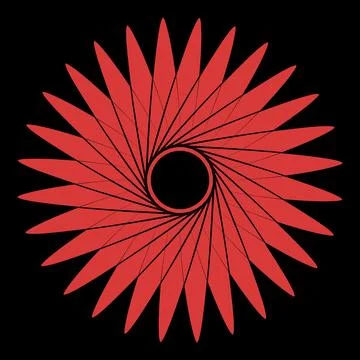 Abstract Red Spiral Flower Shape on Black Background Stock Illustration