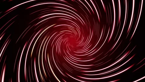 Abstract red spiral vortex with glowing light streaks rotating fast. 4K Stock-Footage 345111346
