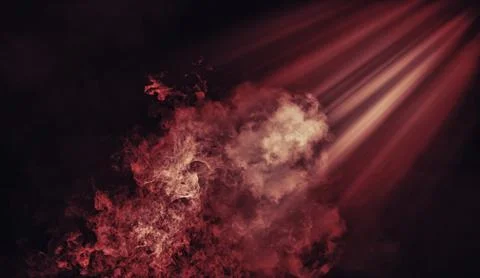 Abstract red spotlight with mistery smoke texture overlays . Design element. Stock Photos