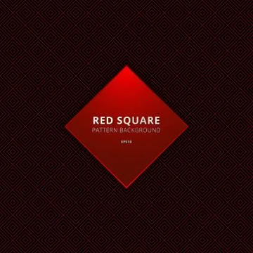 Abstract red square border seamless pattern on black background. Stock Illustration