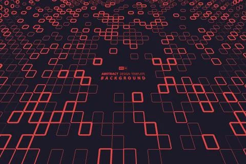 Abstract red square of technology design on dark template center blackground. Illustrazione stock