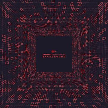 Abstract red square of technology dimension cover design. Stock Illustration