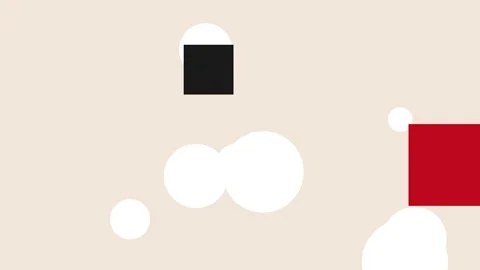 Abstract Red Squares Floating With White Circles Over Beige Background Cine.. Video stock 340906453