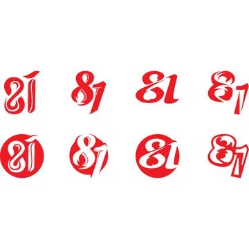 Abstract Red Stylized Number Eighty One Stock Illustration