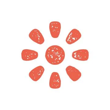 Abstract red sun with lighting beams minimalist simple logotype decorative .. Illustrazione stock