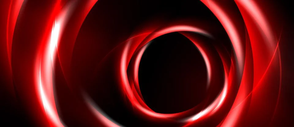 Abstract red swirls create dynamic tunnel illusion. Dark background emphasize Stock Illustration