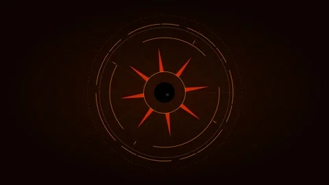 Abstract red tech HUD interface spinning in 4K stock video Stock Footage 345548937