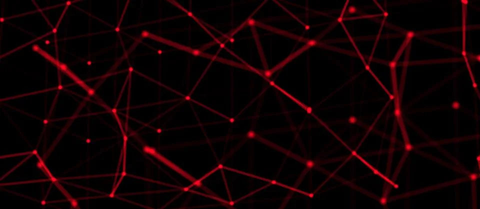 Abstract red tech network. Abstract dots and lines texture background. copy Stock Illustration