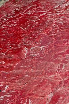 Abstract Red Texture on a Wet Surface Foto stock