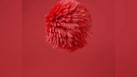 Abstract red textured sphere with a feather-like surface Stock Footage 300897172