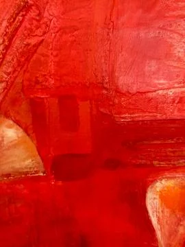 Abstract red textured surface with expressive paint strokes Stock Photos
