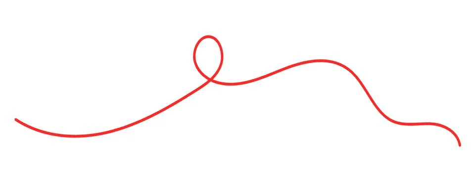 Abstract red thread line with thin squiggle swirl and doodle vector style. .. 스톡 일러스트