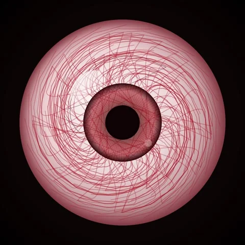 Abstract red thread pattern vortex on black background Stock Footage 345690523