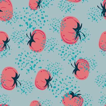 Abstract red tomatoes seamless pattern. Tomato endless wallpaper. Stock Illustration