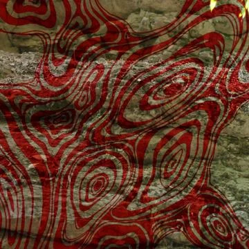 Abstract red topographic pattern superimposed over a rocky textured background Stock Illustration