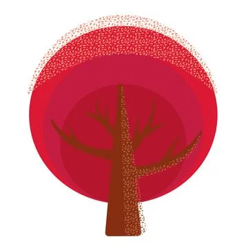 Abstract red tree with concentric circle background Stock Illustration