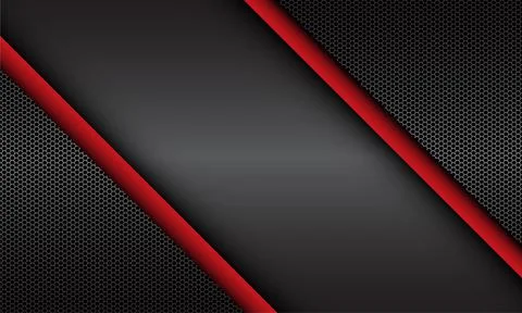 Abstract red triangle grey metallic hexagon mesh geometric design modern luxu Stock Illustration