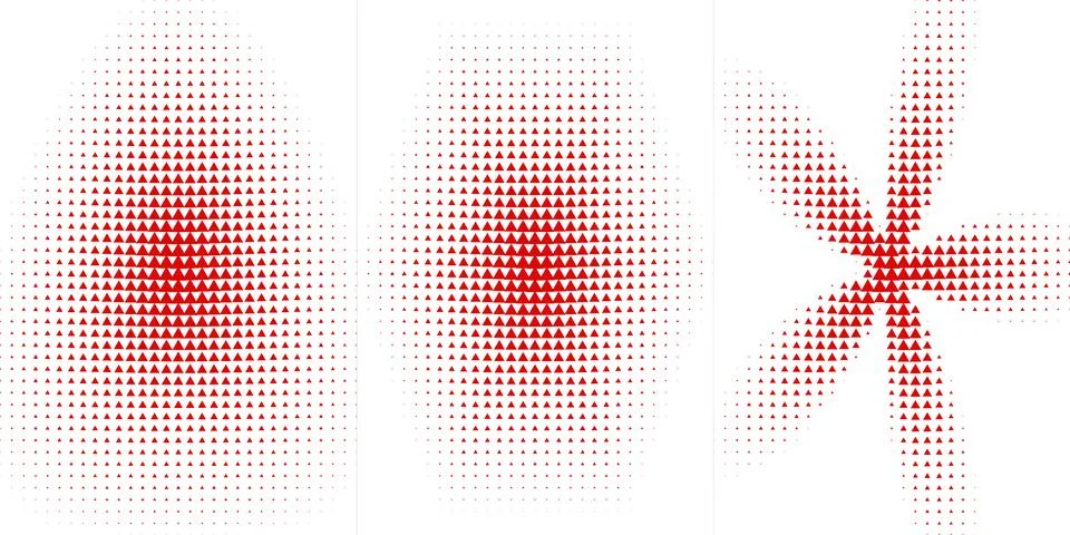 Abstract Red Triangles Patterned Geometric Shapes on White Background, Grap.. Illustrazione stock
