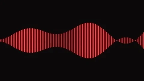 Abstract red vertical line sound wave visualization on a black background 库存影片 336262575