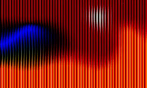 Abstract Red Vertical Stripes Background with Vibrant Blue and Orange Light.. Иллюстрация