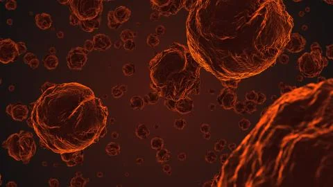 Abstract red virus cells under microscope Stock Illustration