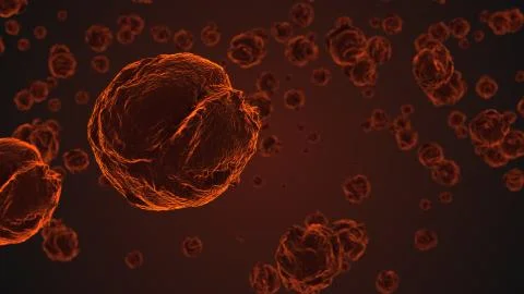 Abstract red virus cells under microscope Stock Illustration
