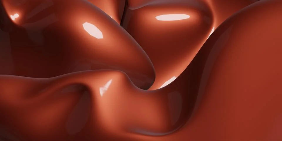 Abstract red water drop shape, free shape, glossy texture 3d illustration Stock Illustration