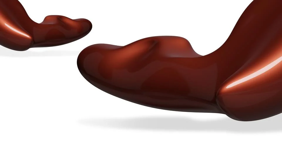 Abstract red water drop shape, free shape, glossy texture 3d illustration Stock Illustration