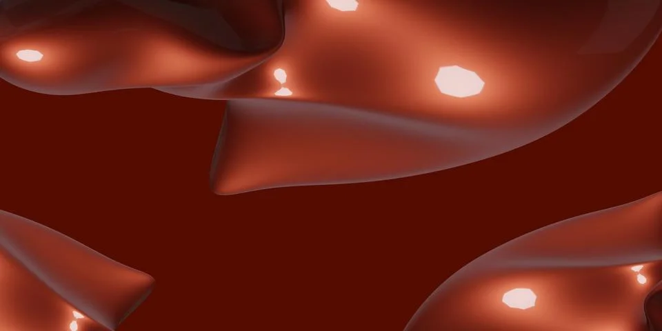 Abstract red water drop shape, free shape, glossy texture 3d illustration Stock Illustration