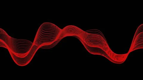 Abstract Red Wave on Black Background. Stock Illustration