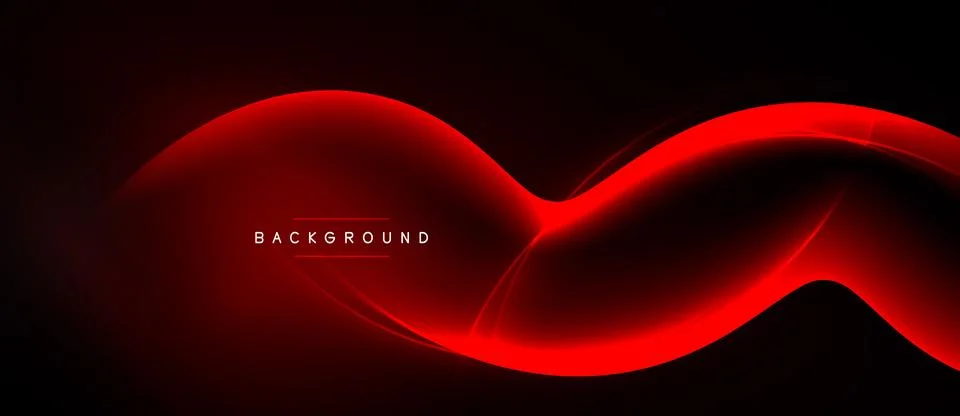 Abstract red wave design over black background. Smooth curves create dynamic Stock Illustration