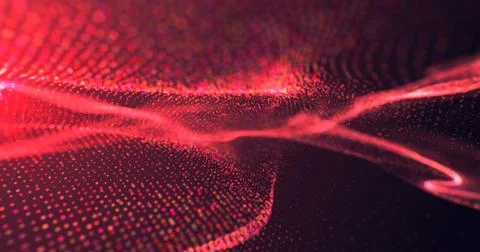 Abstract red wave pattern with glowing dots, giving an energetic and dynami.. Stock Photos