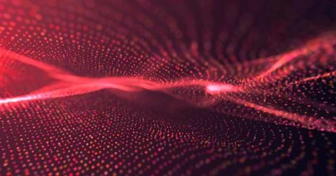 Abstract red wave pattern with glowing dots, giving an energetic and dynami.. Stock Photos