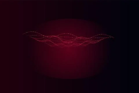 Abstract red wave pattern with network nodes for scientific data analysis v.. Stock Illustration