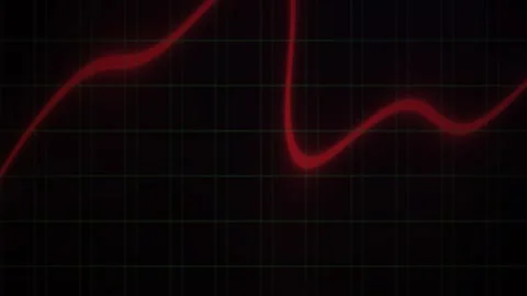 Abstract Red Waveform Oscillating on Dark Grid Background. Stock Footage 340525067