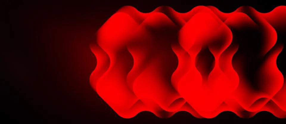 Abstract red waves against black background. Smooth gradients create dynamic, Illustrazione stock