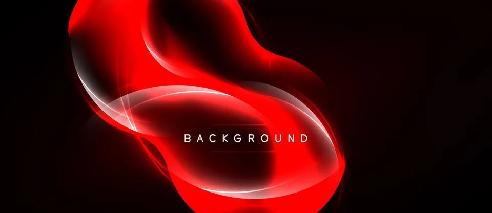 Abstract red waves, glowing lines, dark background. Modern design element, 库存插图