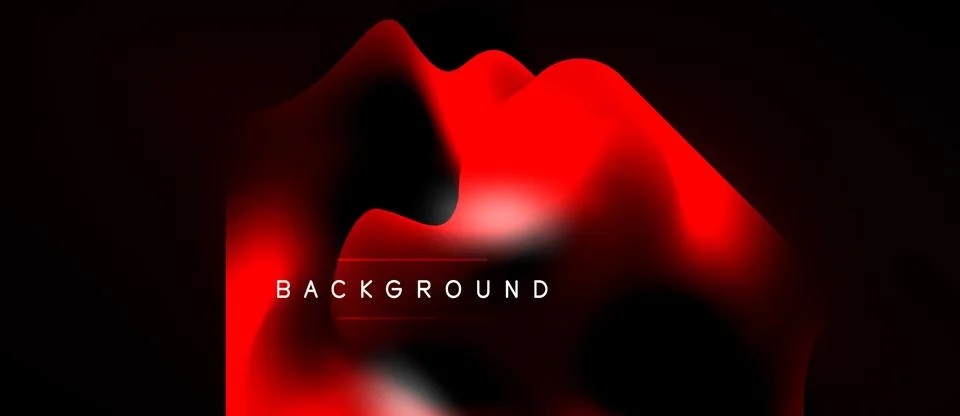Abstract red waves over black backdrop. Smooth gradients create dynamic visua Stock Illustration