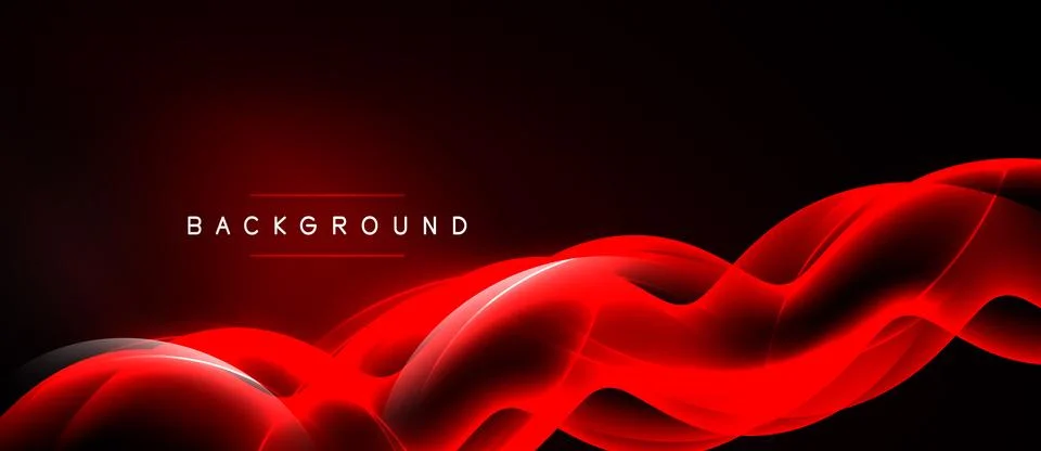 Abstract red waves over black background. Smooth lines create dynamic visual 库存插图