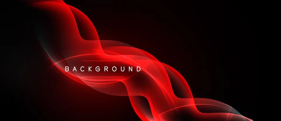 Abstract red waves over black background. Smooth lines create dynamic, flowin Stock Illustration