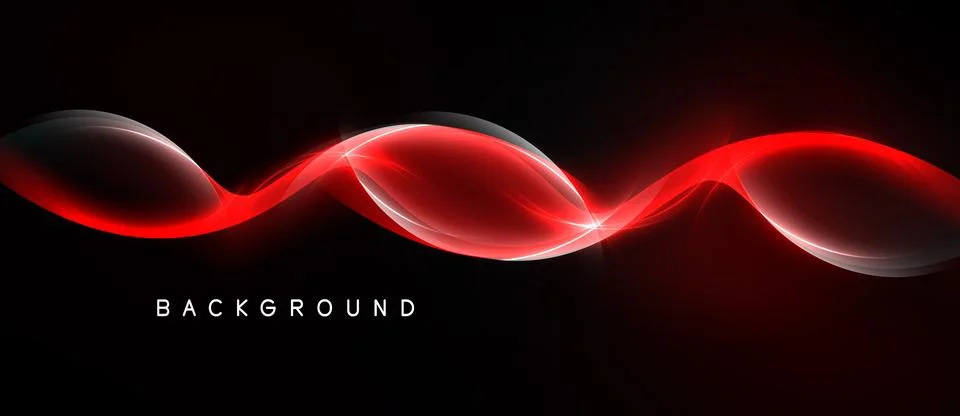 Abstract red waves over black background. Smooth lines create dynamic visual Stock Illustration