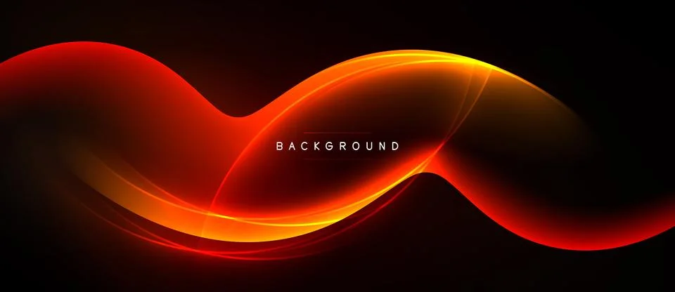Abstract red waves over black background. Dynamic lines create modern, glowin Stock Illustration